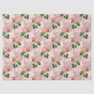 Roses and Skulls on Pink Decoupage Tissue Paper