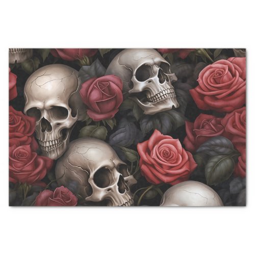 Roses and Skulls Tissue Paper