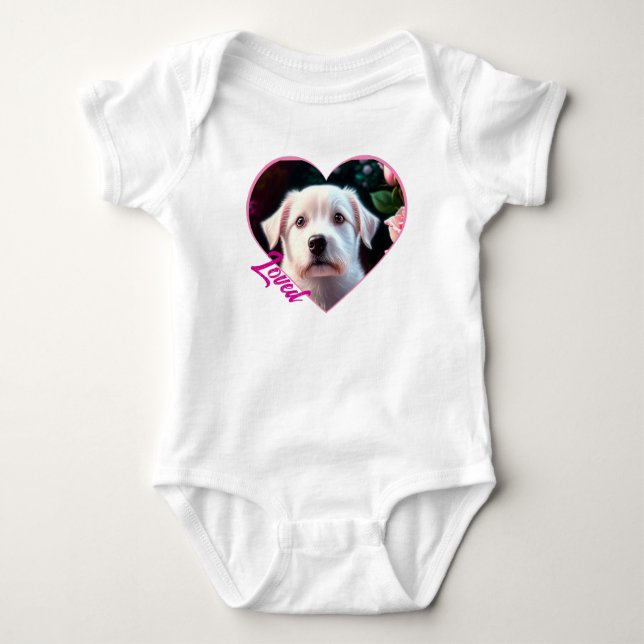 Roses And Small Dog Collection Baby Bodysuit (Front)
