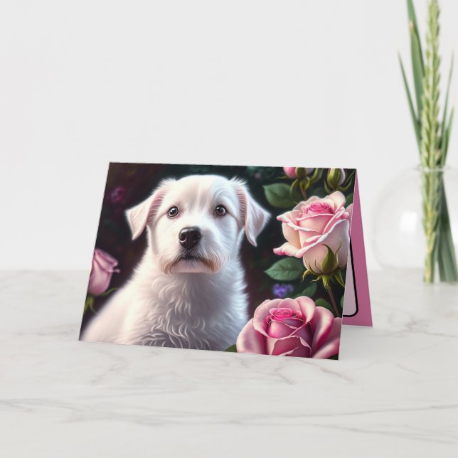 Roses And Small Dog Collection Card (Front)