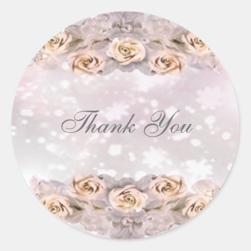 Roses and Stars Thank You Sticker