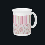 Roses And Stripes Pitcher<br><div class="desc">This Roses and  Stripes Pitcher is perfect for a Shabby Chic style kitchen or dinette. Look for the matching teapot!</div>