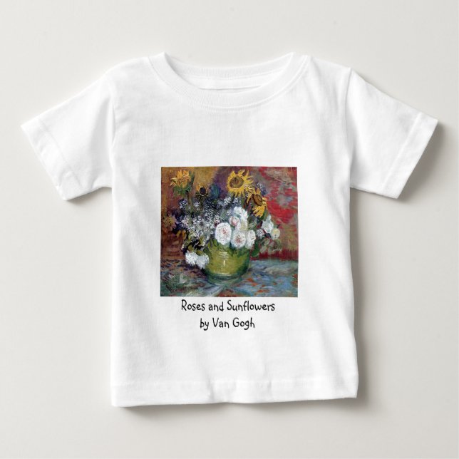 Roses and Sunflowers by Van Gogh Baby T-Shirt (Front)