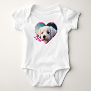 Roses And Sweet Dog Collection Baby Bodysuit