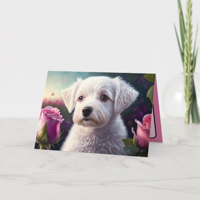 Roses And Sweet Dog Collection Card (Front)