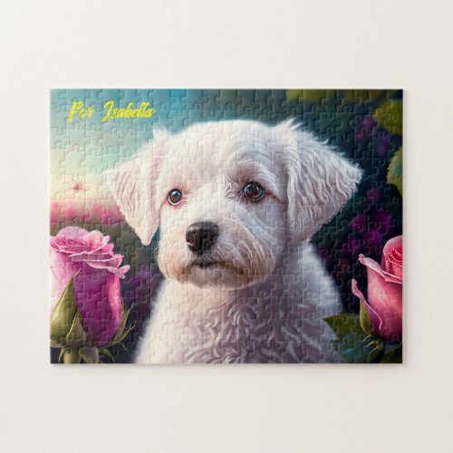 Roses And Sweet Dog Collection Jigsaw Puzzle