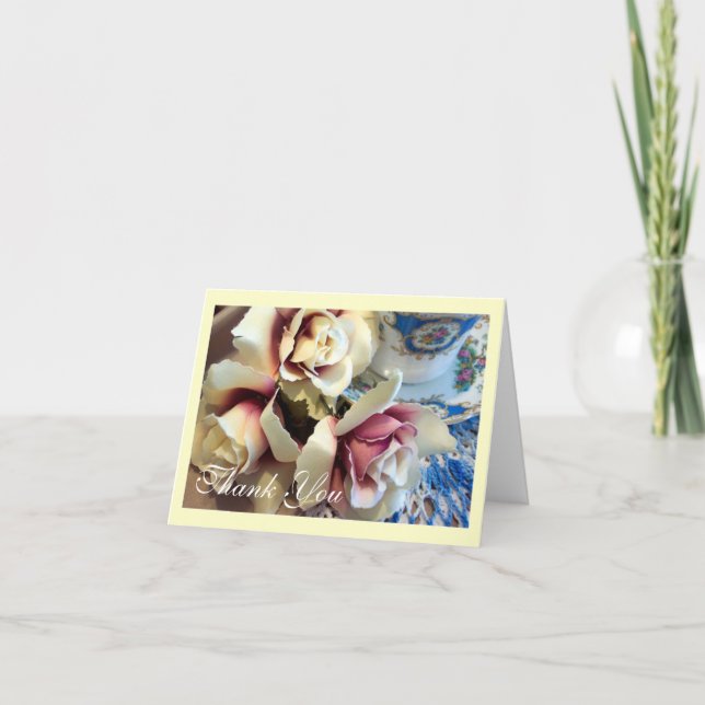 Roses and Teacup Thank You Card (Front)