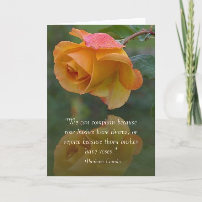 Roses and Thorns Inspirational Lincoln Quote Card (Front)