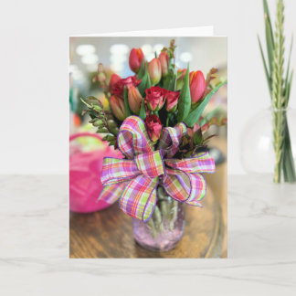 Roses and tulips thank you card
