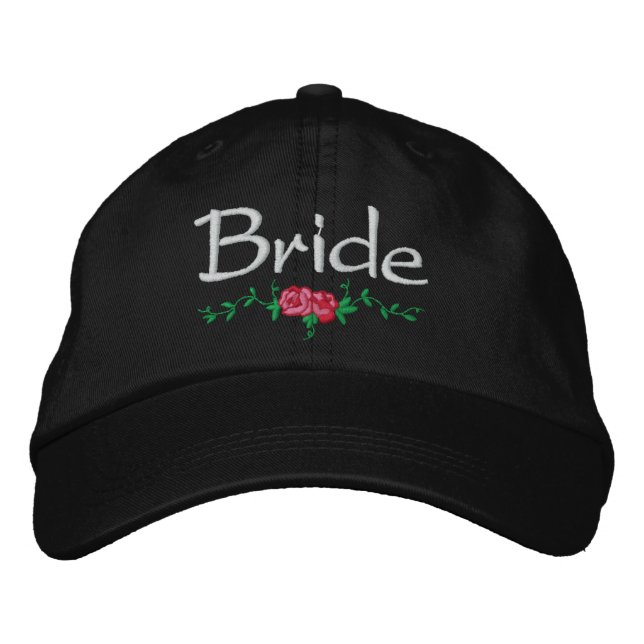 Roses and Vines Embroidered Bridal Wedding Cap (Front)