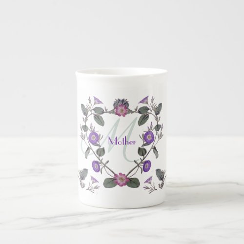 Roses and Vines Heart  Personalized Bone China Mug