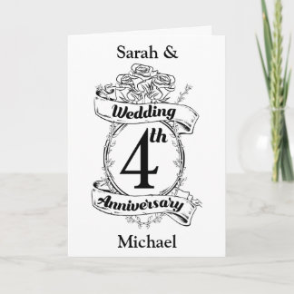 Roses and Vines Romantic 4th Wedding Anniversary Card