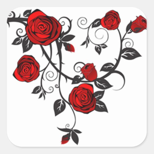 Roses and Vines Square Sticker