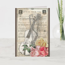 roses and violin greeting card