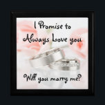 Roses and Wedding Band/Proposal Keep Sake Gift Box<br><div class="desc">Roses and Wedding Band/Proposal Keep Sake Gift Box Large 7.125" Square w/6" Tile/I promise to always love you, will you marry me? Display your favorite images on a vibrant tile inlaid into the lid of this beautiful jewelry box. Made of lacquered wood, the jewelry box comes in Golden Oak, Ebony...</div>