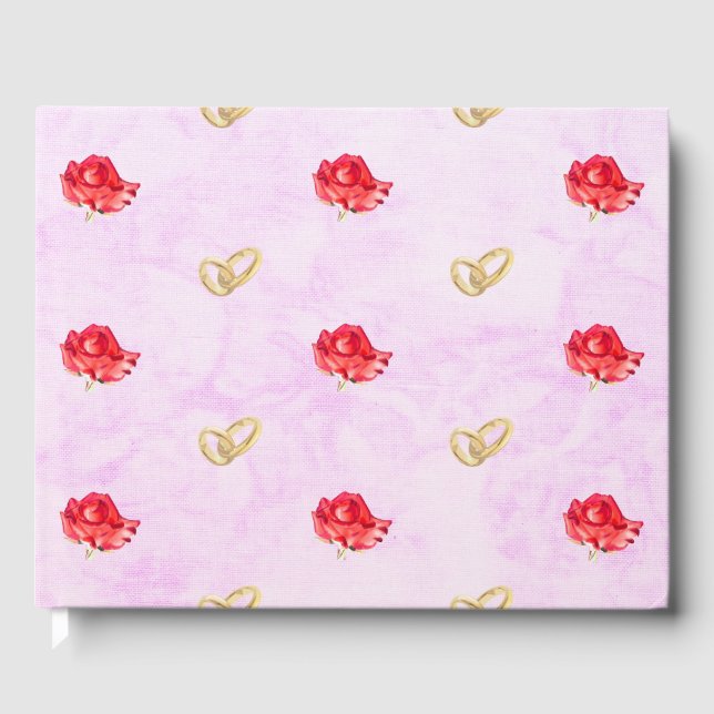 Roses and Wedding Rings Guest Book (Front)