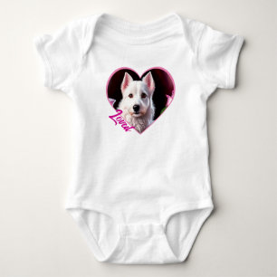 Roses And White Dog Collection Baby Bodysuit