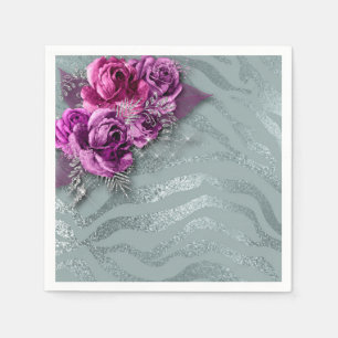 Roses and Zebra Stripes Napkins