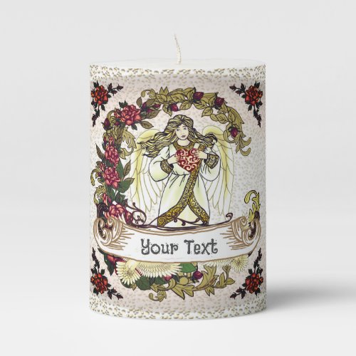 Roses Angel custom name Pillar Candle