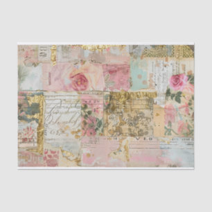 Roses Antique Collage Pattern Tissue Paper