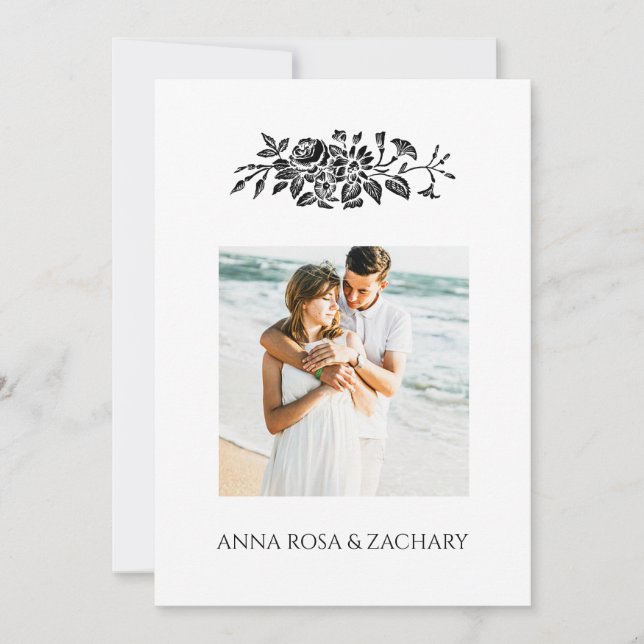 *~* Roses AR6 Victorian QR PHOTO RSVP Wedding Invitation (Front)