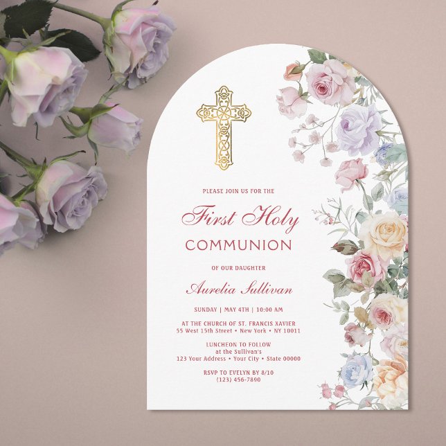 Roses Arch First Communion Invitation (Creator Uploaded)