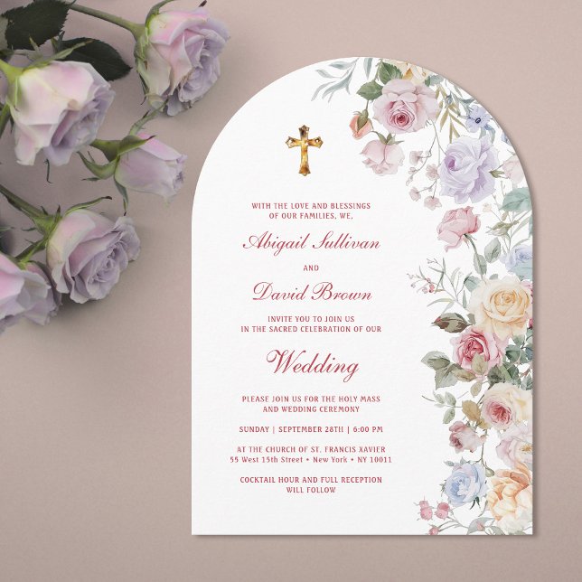 Roses Arch Religious Wedding Invitation (Creator Uploaded)