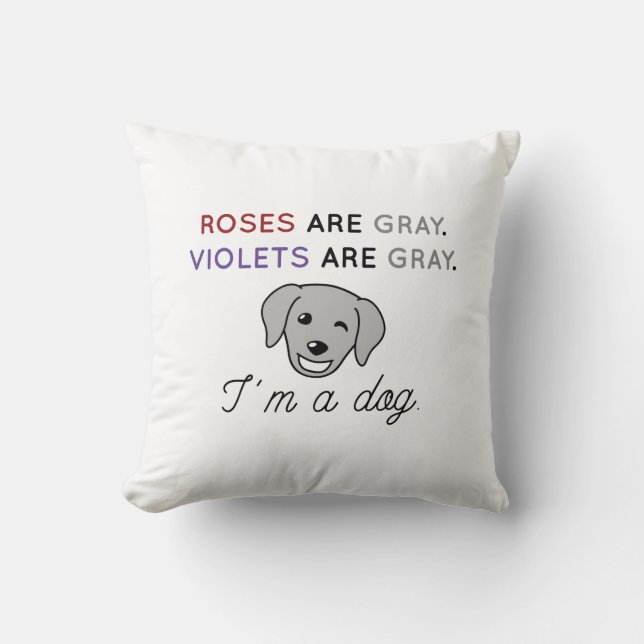 Roses Are Gray Throw Pillow (Front)