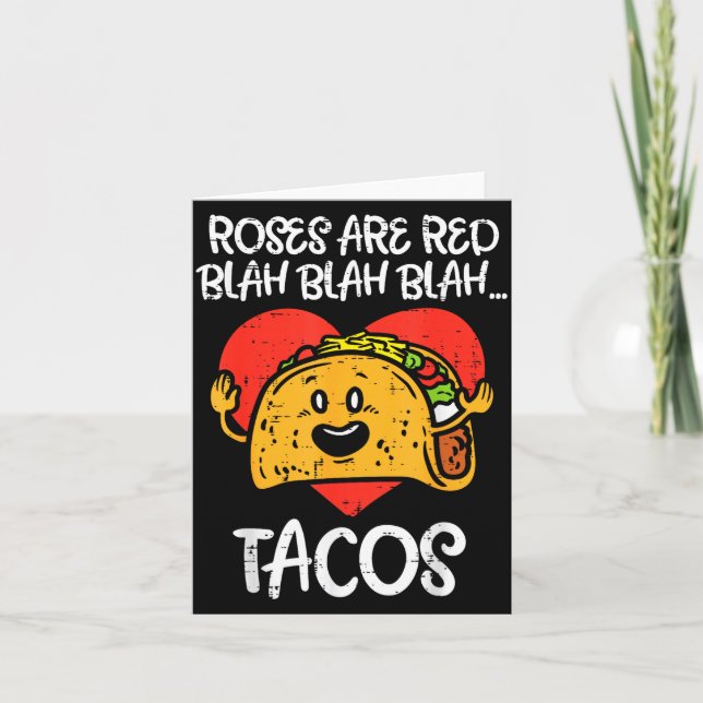 Roses Are Red Blah Tacos Funny Valentine Day Food  Card (Front)