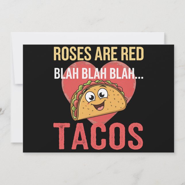 Roses Are Red Blah Tacos Valentines Day Food Lover Invitation (Front)