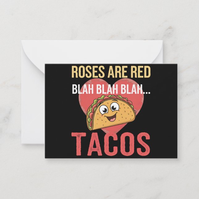Roses Are Red Blah Tacos Valentines Day Food Lover Note Card (Front)