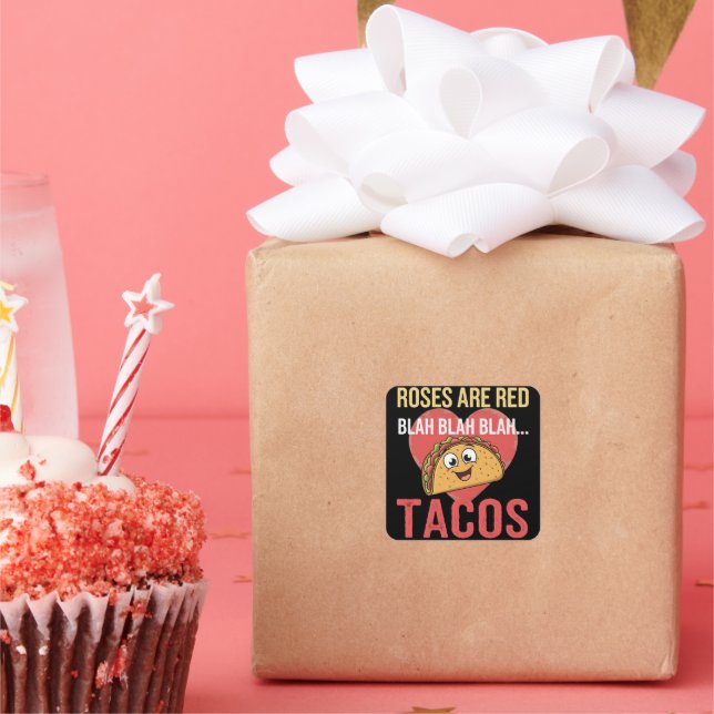 Roses Are Red Blah Tacos Valentines Day Food Lover Square Sticker (Party)