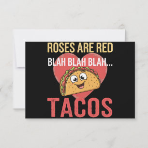 Roses Are Red Blah Tacos Valentines Day Food Lover Thank You Card