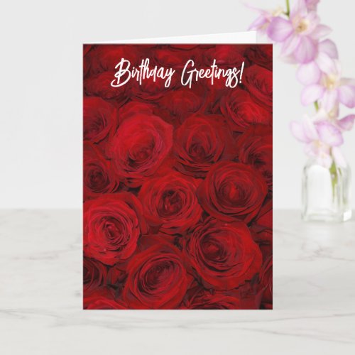 Roses are Red Deep Red Rose Flowers Birthday Card