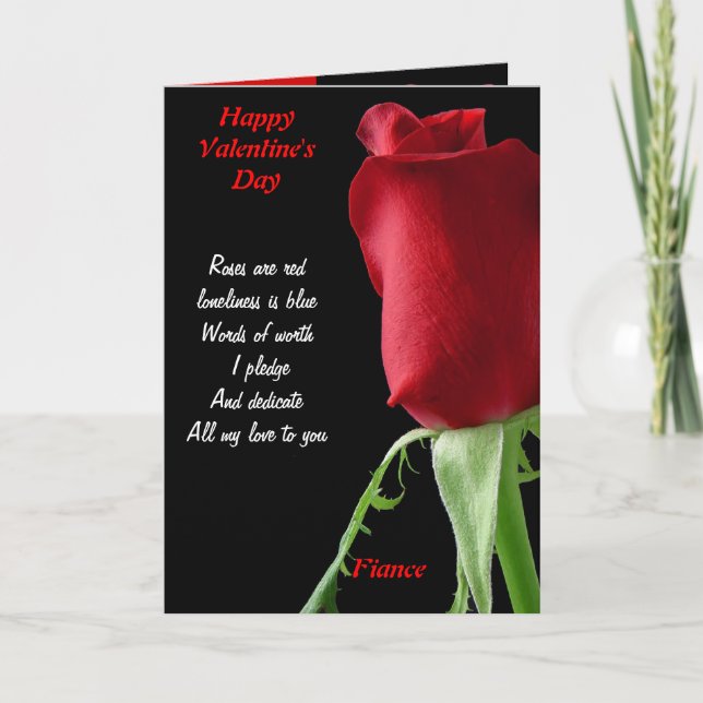 roses are red fiance holiday card (Front)