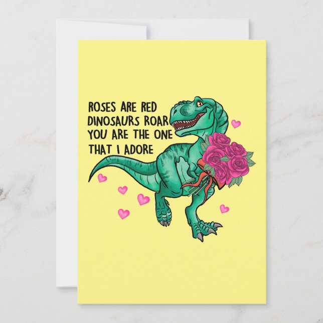 Roses Are Red Funny Dinosaur Valentine's Day Holiday Card (Front)