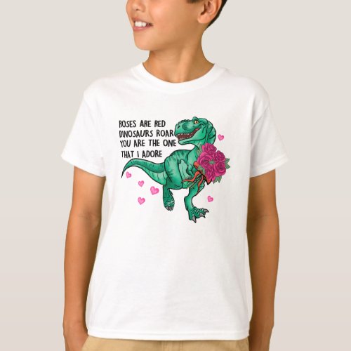 Roses Are Red Funny Dinosaur Valentines Day T_Shirt