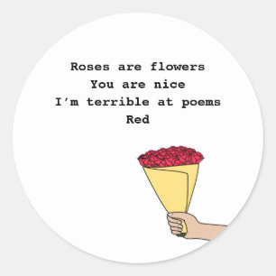 Roses are red funny poem Valentine’s Day Classic Round Sticker