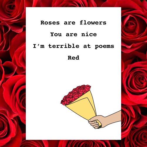 Roses are red funny poem Valentineâs Day flat Holiday Card