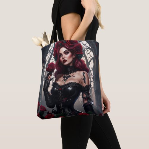 Roses Are Red Gothic Fantasy Art Tote Bag