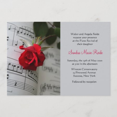 Roses Are Red Piano Recital Invitation