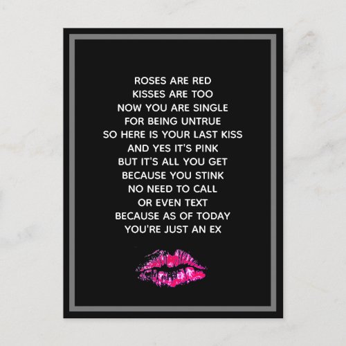 Roses Are Red Poem Funny Divorce Postcard