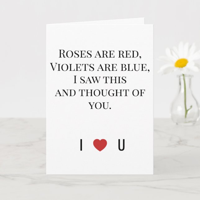 Roses Are Red Valentine's - I ♥ U Funny Romantic   Card (Small Plant)