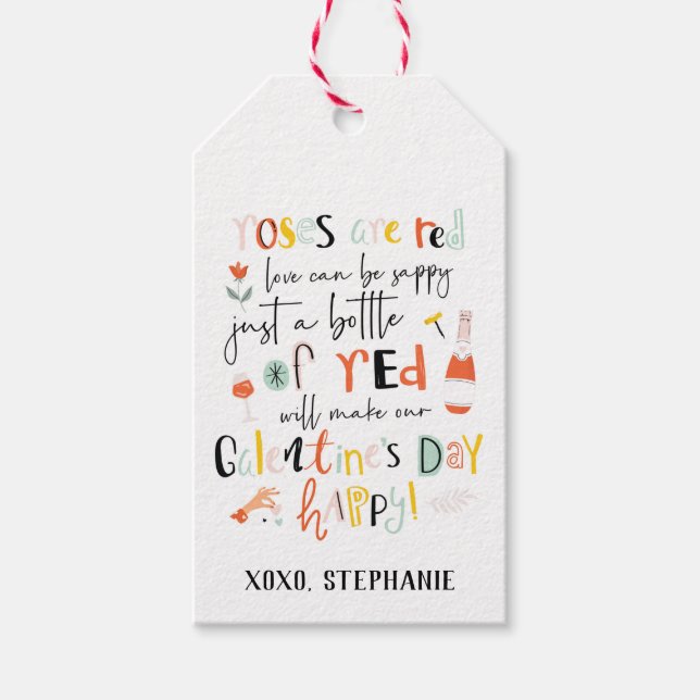 Roses Are Red Wine Galentine's Day Tag (Front)