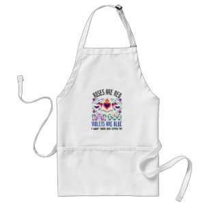 Roses Are Red with a cute patterned mexican art dr Adult Apron