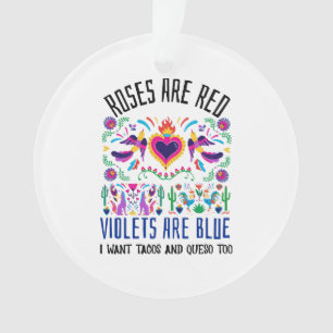 Roses Are Red with a cute patterned mexican art dr Ornament