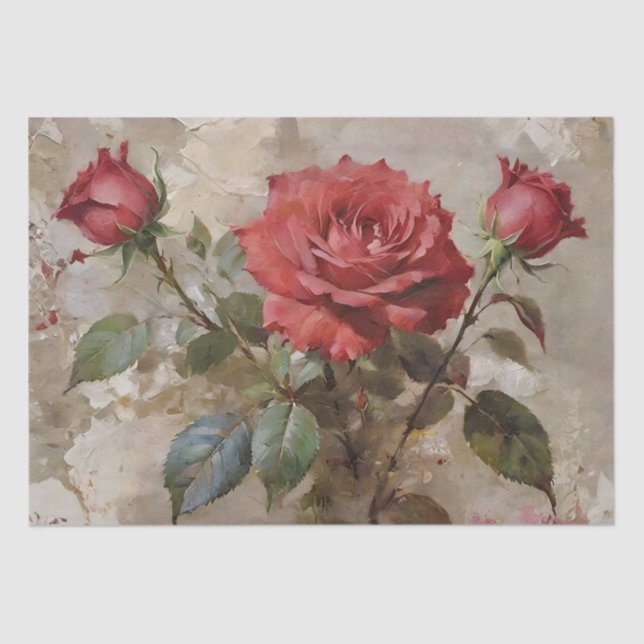 Roses Art Oil Painting Decoupage Tissue Paper (Front)