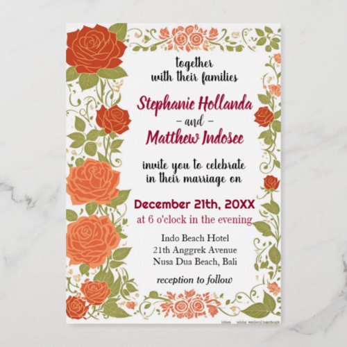 Roses as Loves Emblem in the Journey of Union _ Foil Invitation