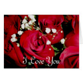 Roses & Baby Breath I Love You Card (Front Horizontal)