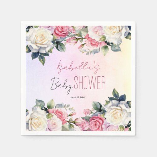Roses Baby in Bloom Floral Baby Shower Napkins